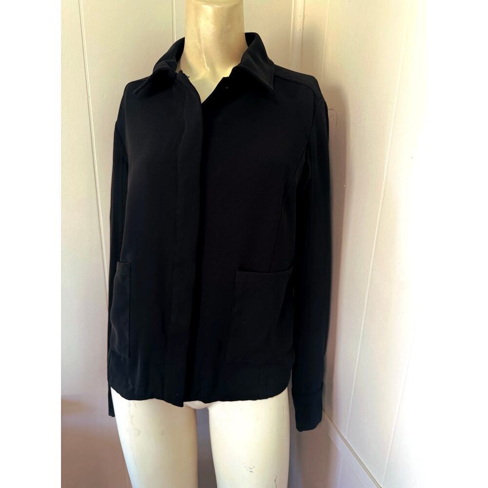 ECRU Black Collared Utility Shirt Jacket w/ Storm Flap & Patch Pockets - Size XS